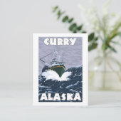 Vissen Boat Scene - Curry, Alaska Briefkaart (Staand voorkant)