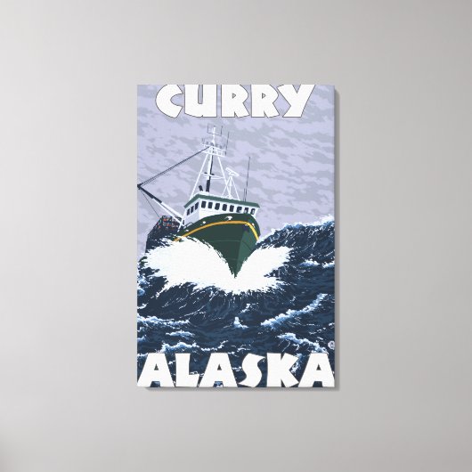 Vissen Boat Scene - Curry, Alaska Canvas Afdruk (Voorkant)