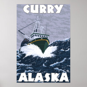 Vissen Boat Scene - Curry, Alaska Poster