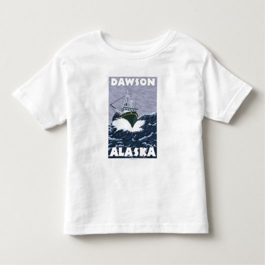 Vissen Boat Scene - Dawson, Alaska Kinder Shirts (Voorkant)