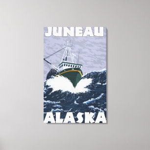 Vissen Boat Scene - Juneau, Alaska Canvas Afdruk