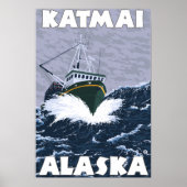 Vissen Boat Scene - Katmai, Alaska Poster (Voorkant)