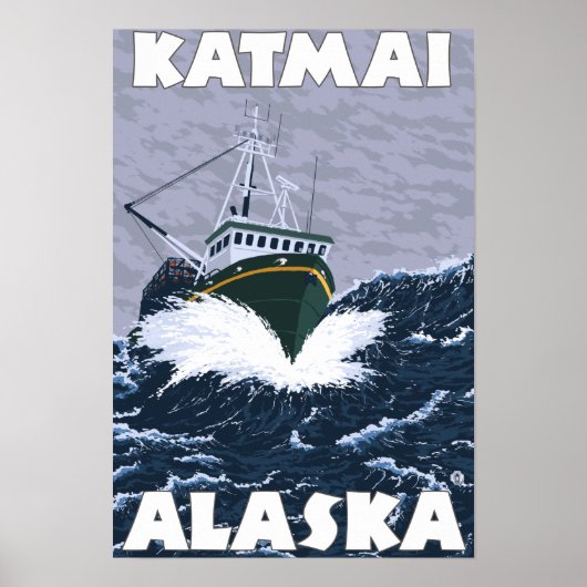 Vissen Boat Scene - Katmai, Alaska Poster (Voorkant)