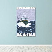 Vissen Boat Scene - Ketchikan, Alaska Canvas Afdruk (Insitu (Houten vloer))