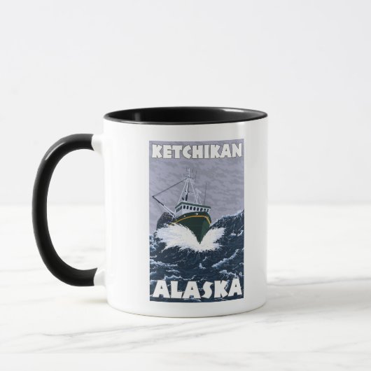 Vissen Boat Scene - Ketchikan, Alaska Mok (Links)