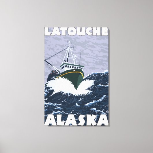 Vissen Boat Scene - Latouche, Alaska Canvas Afdruk (Voorkant)