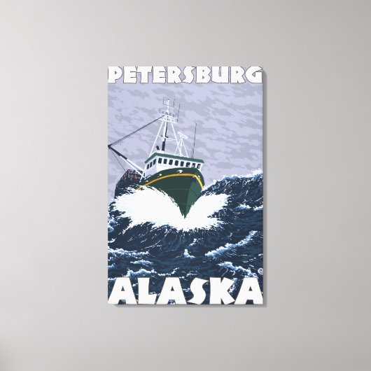 Vissen Boat Scene - Petersburg, Alaska Canvas Afdruk (Voorkant)