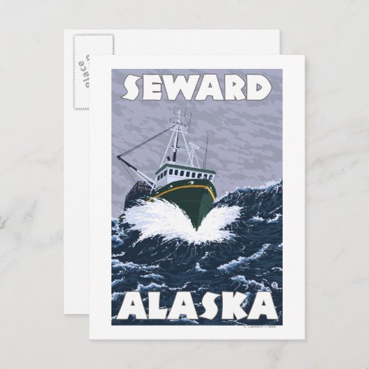Vissen Boat Scene - Seward, Alaska Briefkaart (Voorkant / Achterkant)