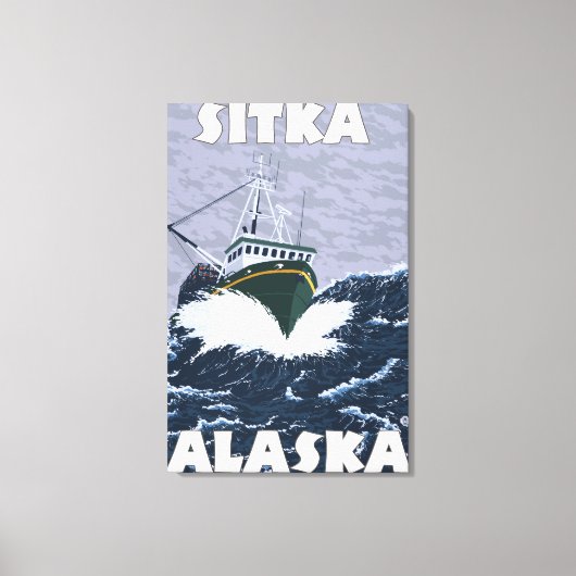 Vissen Boat Scene - Sitka, Alaska Canvas Afdruk (Voorkant)