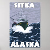 Vissen Boat Scene - Sitka, Alaska Poster (Voorkant)