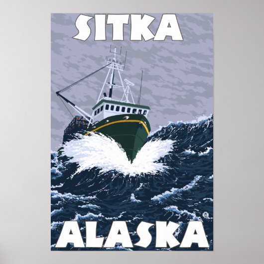 Vissen Boat Scene - Sitka, Alaska Poster (Voorkant)
