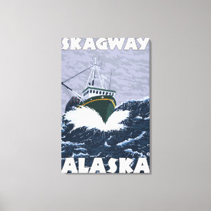 Vissen Boat Scene - Skagway, Alaska Canvas Afdruk