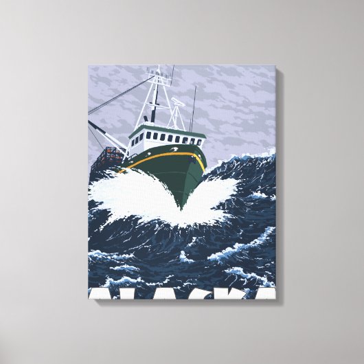 Vissen Boat Scene - Skagway, Alaska Canvas Afdruk (Voorkant)