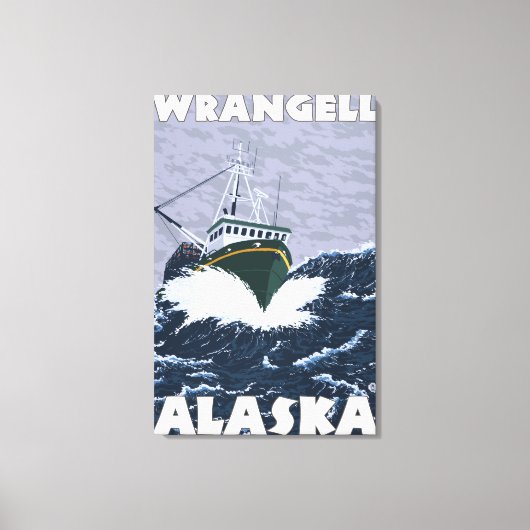 Vissen Boat Scene - Wrangell, Alaska Canvas Afdruk (Voorkant)