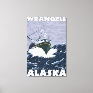 Vissen Boat Scene - Wrangell, Alaska Canvas Afdruk