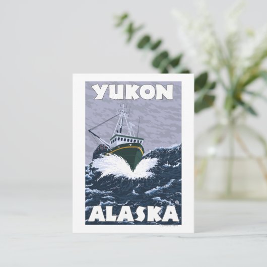 Vissen Boat Scene - Yukon, Alaska Briefkaart (Staand voorkant)