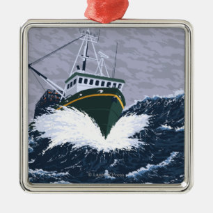 Vissen Boat Scene - Yukon, Alaska Metalen Ornament