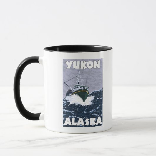 Vissen Boat Scene - Yukon, Alaska Mok (Links)