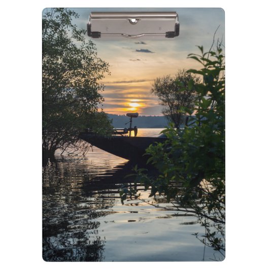 Vissen Boat Sunrise Klembord (Voorkant)