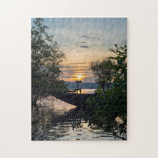 Vissen Boat Sunrise Legpuzzel (Verticaal)