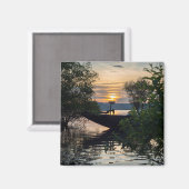 Vissen Boat Sunrise Magneet (Voorkant / Achterkant)