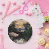 Vissen Boat Sunrise Papieren Bordje (Feest)