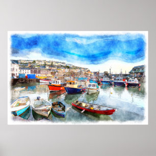 Vissen Boats - Mevagissey Harbour, Cornwall, VK Poster