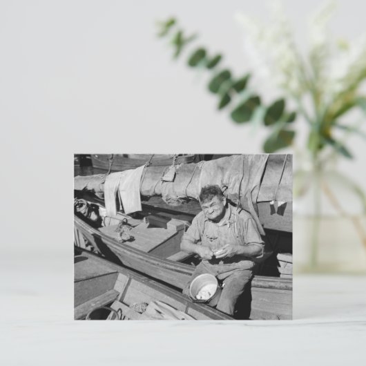 Vissen bootkok - Kerstmis 1938 Feestdagenkaart (Staand voorkant)