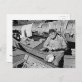 Vissen bootkok - Kerstmis 1938 Feestdagenkaart (Voorkant / Achterkant)