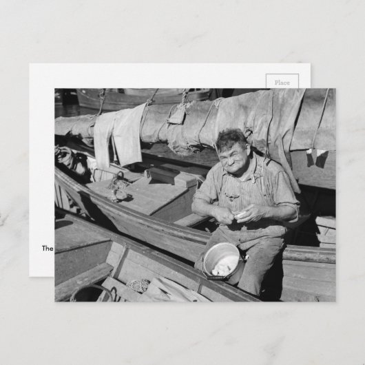 Vissen bootkok - Kerstmis 1938 Feestdagenkaart (Voorkant / Achterkant)