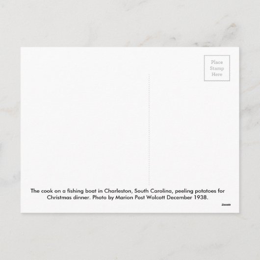 Vissen bootkok - Kerstmis 1938 Feestdagenkaart (Achterkant)