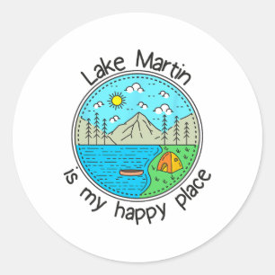 Vissen Bootvaren Kamperen - Mijn Geluksplek Lake M Ronde Sticker