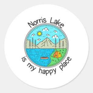 Vissen Bootvaren Kamperen - Mijn Geluksplek Norris Ronde Sticker