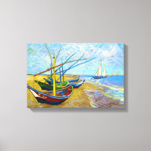 Vissen boten op het strand van Vincent Van Gogh Canvas Afdruk