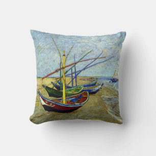 Vissen boten op het strand Vincent van Gogh Kussen