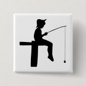 Vissen Boy Silhouette Vierkante Button 5,1 Cm (Voorkant)