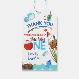 Vissen Boy Verjaardag Dank u Label Gift Big One Cadeaulabel