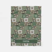 Vissen Camouflage Camo Patchwork Khaki Green Fleece Deken (Voorkant)