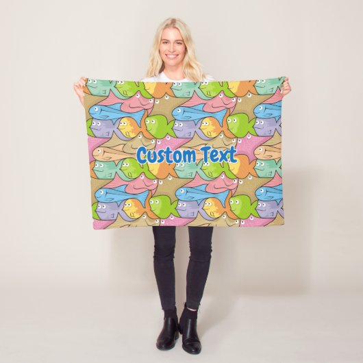 Vissen cartoon fleece deken (In situ)