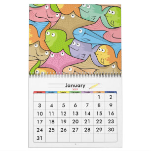 Vissen cartoon kalender