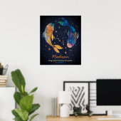 Vissen Constellatie Zodiac Waterverf Sterrenstelse Poster (Thuiskantoor)