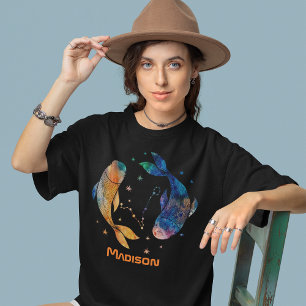 Vissen Constellatie Zodiac Waterverf Sterrenstelse T-shirt