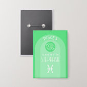 Vissen Custom Verjaardag Zodiac - Modern Design Button (Voorkant / Achterkant)