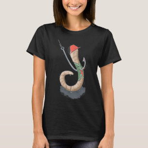 Vissen Cute Worm Haak Illustratie T-shirt