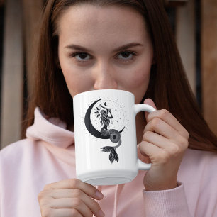Vissen Dansende Meisje 15oz Zwarte Rand Mok