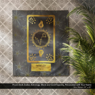 Vissen Dark Zodiac Astrology: Black Gold Naam Wandkleed