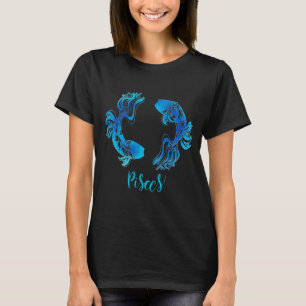 Vissen de Fish Zodiac teken blauw glitter schitter T-shirt
