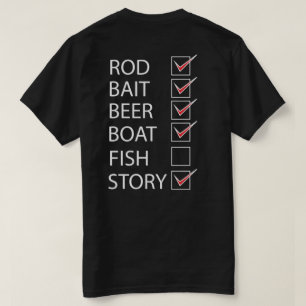 Vissen de Lijst van de Controle op rug Funny Black T-shirt