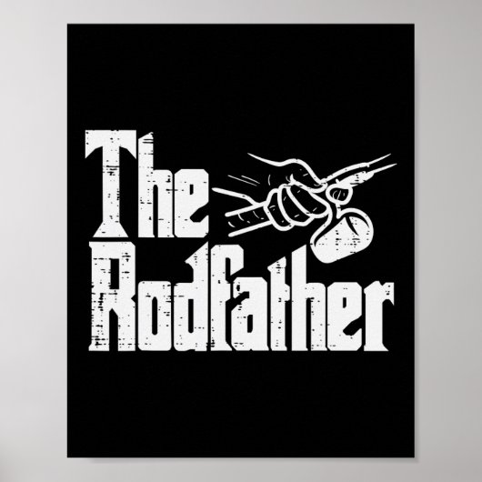 Vissen De Rodfather Grappige Parodie Vader Opa Pap Poster (Voorkant)