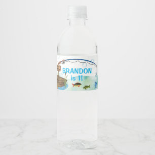 Vissen de verjaardag van een kleine visser waterfles etiket